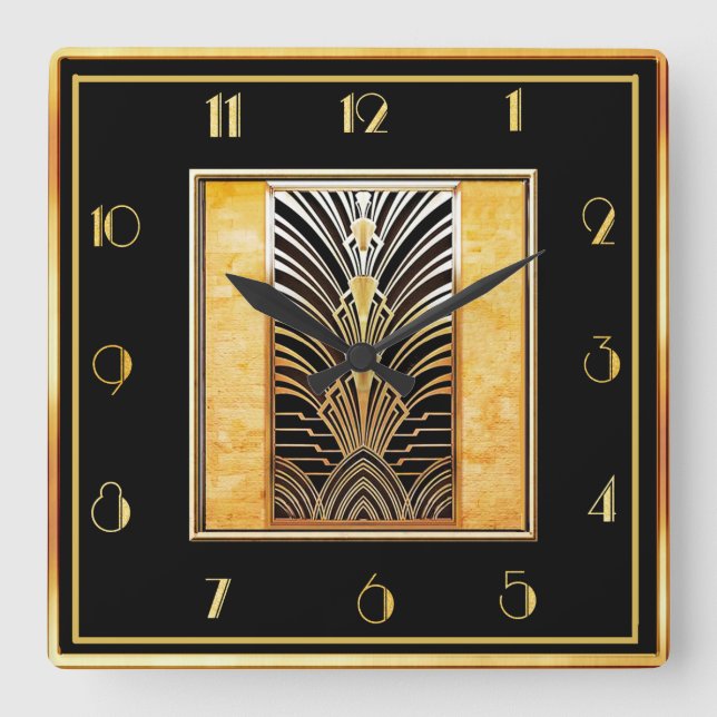 Smart Art Deco Square Wall Clock (Front)