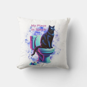 Smart Black Cat with Glasses – Funny Cartoon Cushion