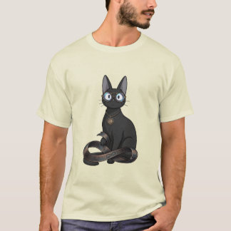 Smart Black Cat with Glasses & Infinity Belt Illus T-Shirt