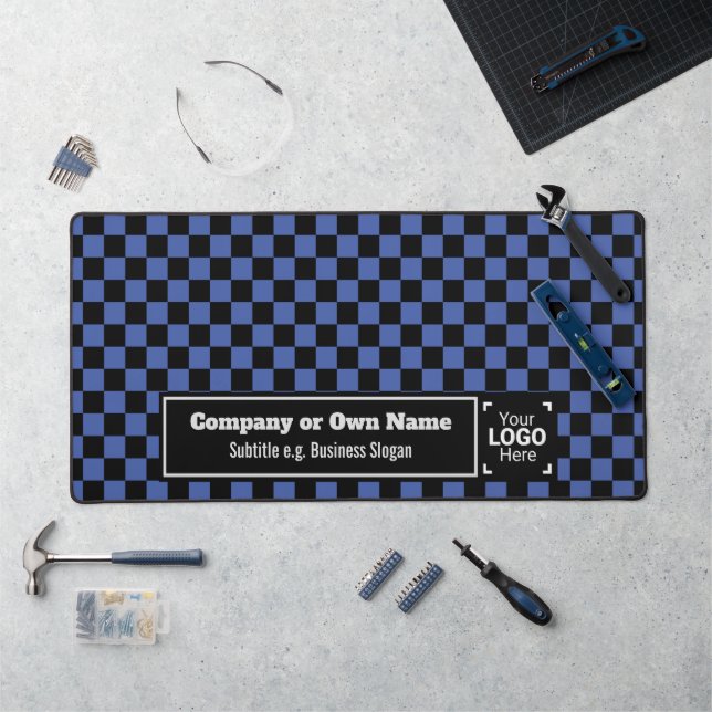 Smart Blue Check - Professional Business Branded Desk Mat (Workstation)