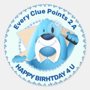 Smart Blue Hound Dog Cartoon Detective   Party Classic Round Sticker