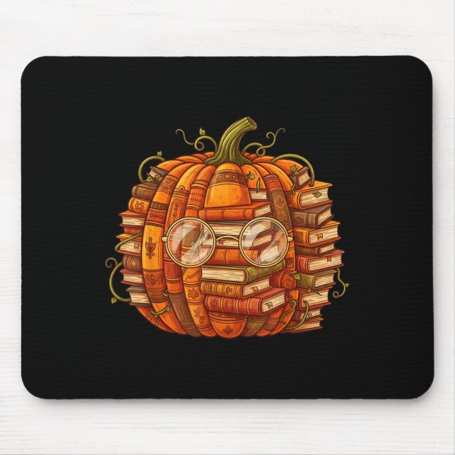 Smart Book Pumpkin Retro Fall Teacher Reading Hall Mouse Mat (Front)
