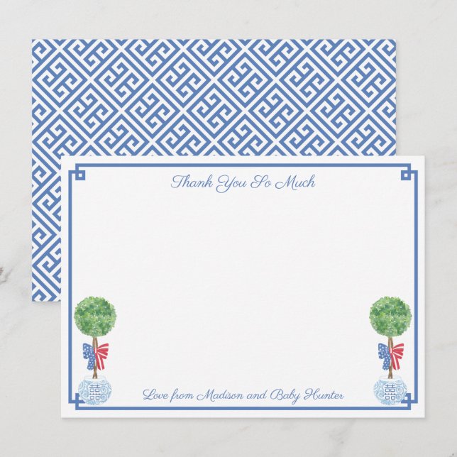 Smart Boxwood 4th Of July Wedding or Baby Shower Thank You Card (Front/Back)
