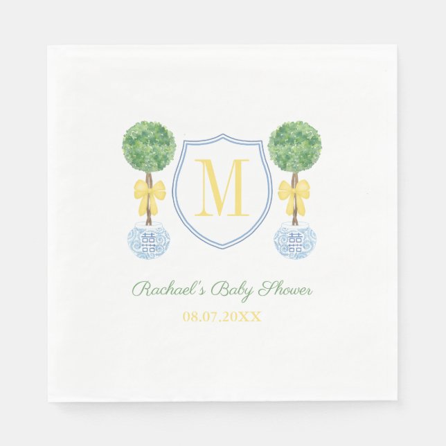 Smart Boxwood Monogram Baby or Wedding Shower Napkin (Front)