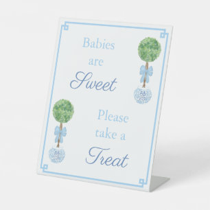 Smart Boxwood Topiary Baby Boy Shower Favour Table Pedestal Sign