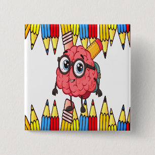 Smart Brain Pin Button – Cute Back To School Badge