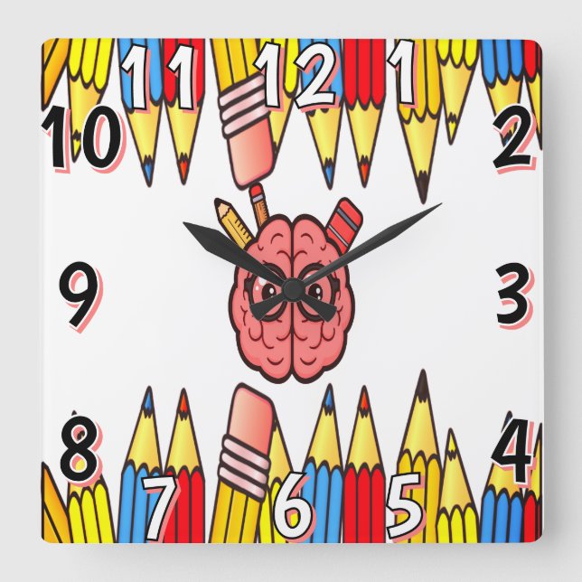 Smart Brain Wall Clock – Fun Back To School Time  (Front)