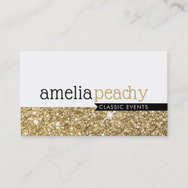 SMART BUSINESS CARD classy glamourous gold glitter (Front)
