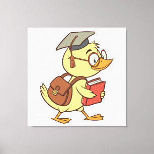 Smart Cartoon Duck Student Graduation Canvas Print
