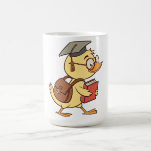 Smart Cartoon Duck Student Graduation Coffee Mug