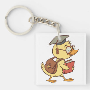 Smart Cartoon Duck Student Graduation Key Ring