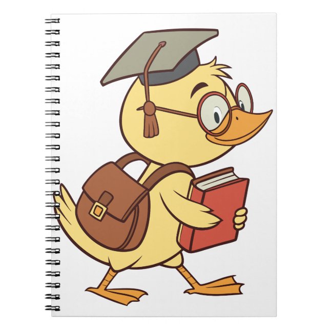 Smart Cartoon Duck Student Graduation Notebook (Front)