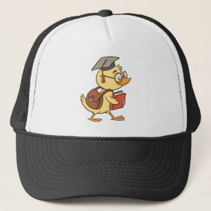 Smart Cartoon Duck Student Graduation Trucker Hat