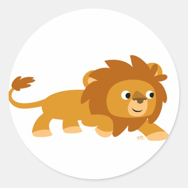 Smart Cartoon Lion round sticker (Front)