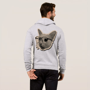 "Smart Cat Design with Glasses Hoodie