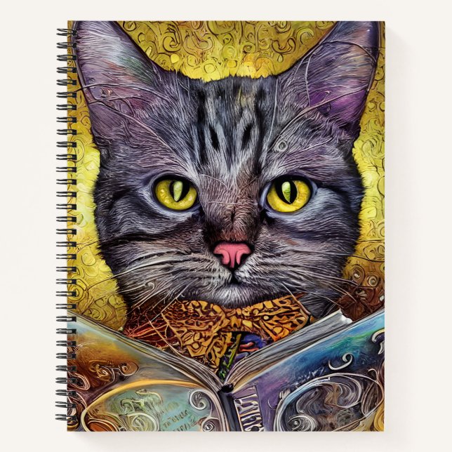 Smart Cat Reading a Book (Front)