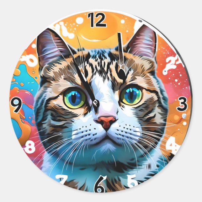 Smart Cat Watch Classic Round Sticker (Front)