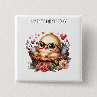 Smart Chick Birthday 15 Cm Square Badge