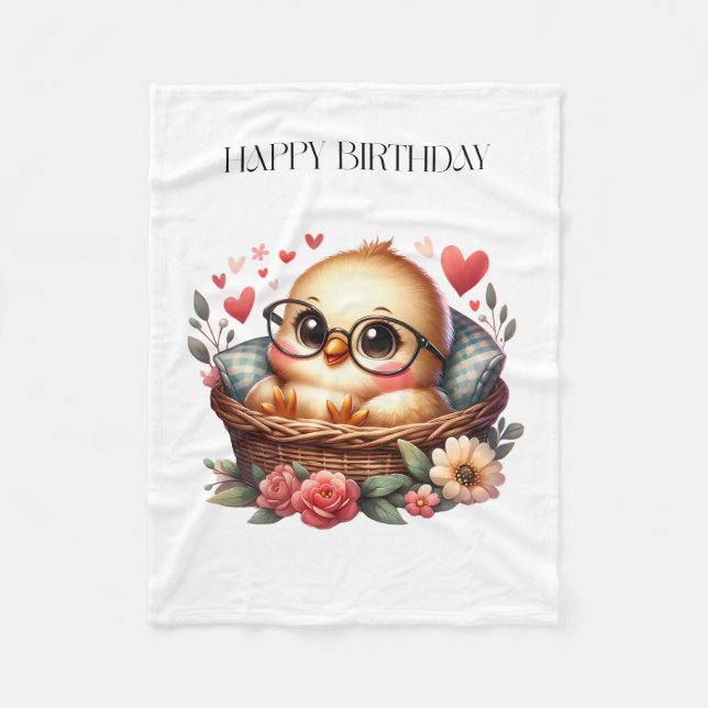 Smart Chick Birthday Fleece Blanket (Front)