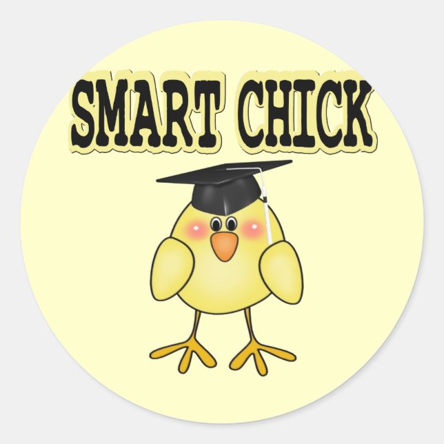 Smart Chick Classic Round Sticker (Front)