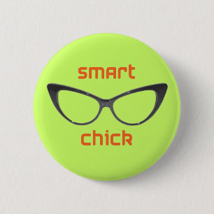 Smart Chick Geek Eyeglasses 6 Cm Round Badge