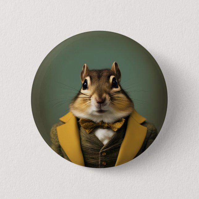 Smart Chipmunk 6 Cm Round Badge (Front)