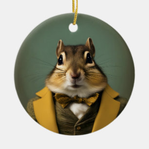 Smart Chipmunk Ceramic Tree Decoration