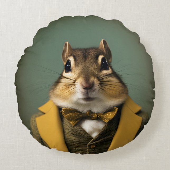 Smart Chipmunk Round Cushion (Front)