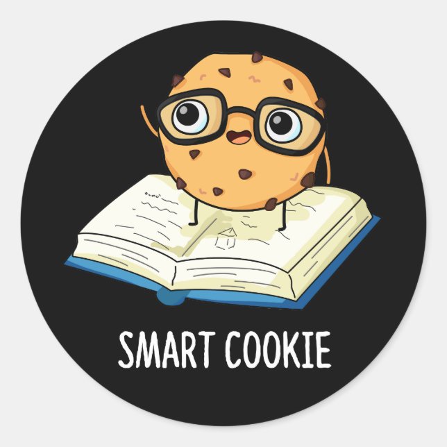 Smart Cookie Funny Snack Pun Dark BG Classic Round Sticker (Front)