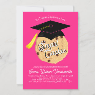 Smart Cookie Graduation Party Invitation Pink