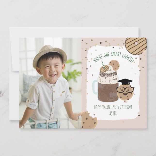 Smart Cookie Milkshake Photo Classroom Valentine Card (Front)