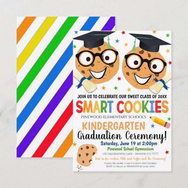 Smart Cookies Themed Kids Graduation Invitation (Front/Back)