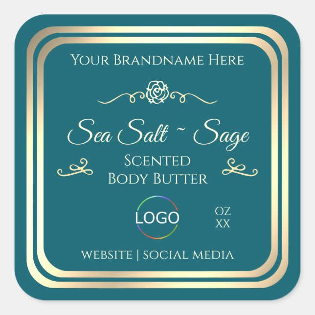Smart Dark Teal Product Label Gold Frame with Logo (Front)