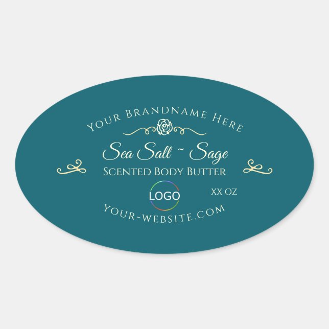 Smart Dark Teal Product Label Gold Frame with Logo (Front)