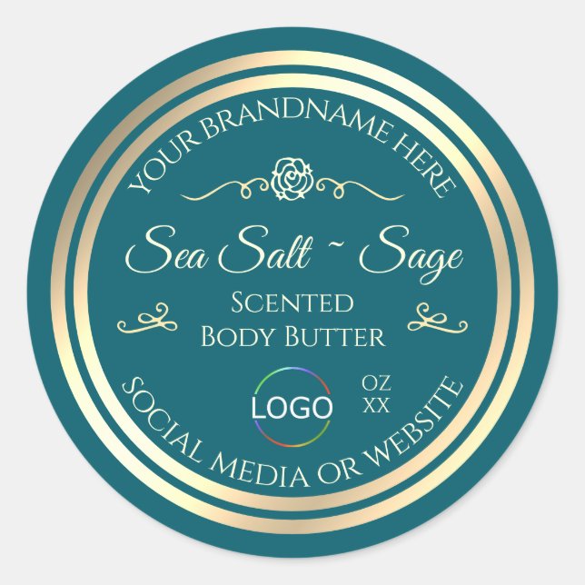 Smart Dark Teal Product Label Gold Frame with Logo (Front)
