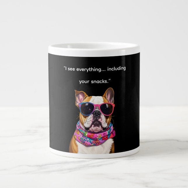 Smart Dog with Glasses – Funny Nerd Puppy Quote Large Coffee Mug (Front)