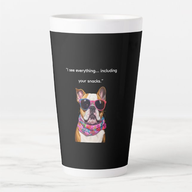 Smart Dog with Glasses – Funny Nerd Puppy Quote Latte Mug (Front)