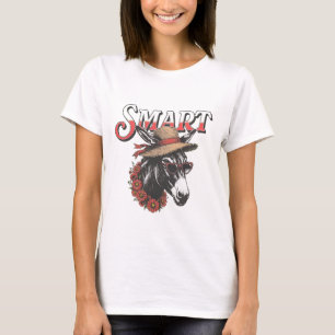 Smart Donkey with Hat and Heart Glasses T-Shirt