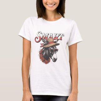Smart Donkey with Hat and Heart Glasses T-Shirt