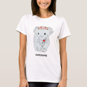 Smart Elephant Holding a Heart  T-Shirt