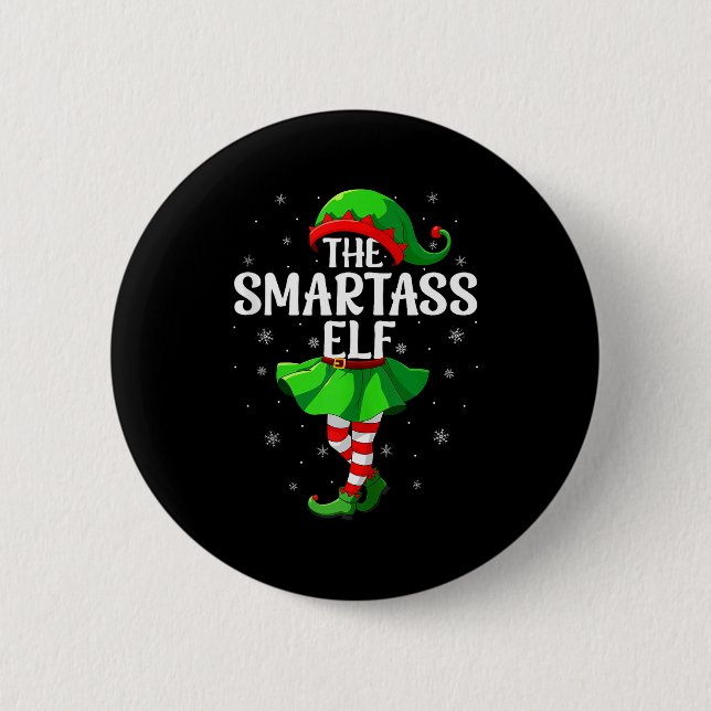 Smart Elf Christmas Girls Women Elf Squad Xmas Fam 6 Cm Round Badge (Front)