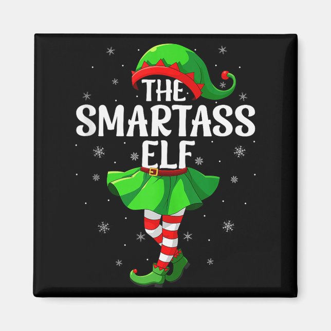 Smart Elf Christmas Girls Women Elf Squad Xmas Fam Magnet (Front)