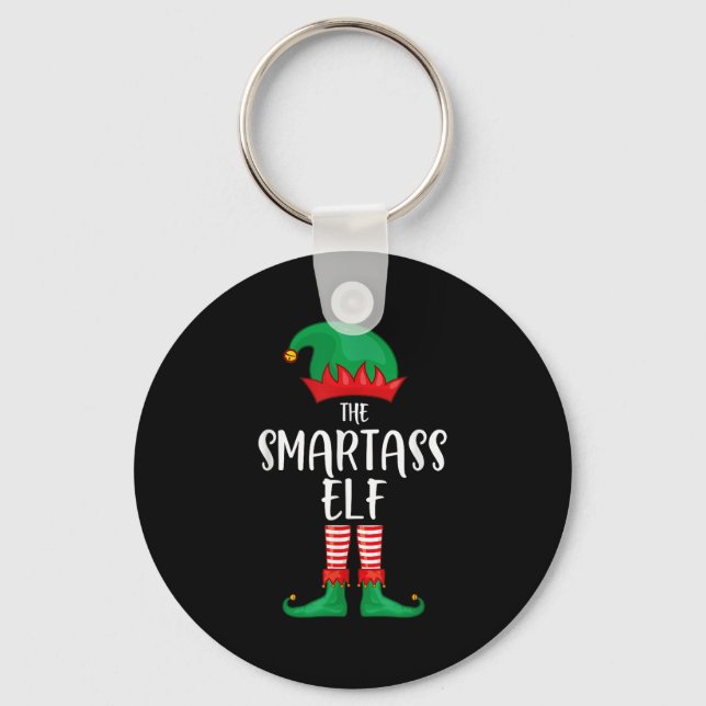 Smart Elf Christmas Party Matching Family Group Pa Key Ring (Front)
