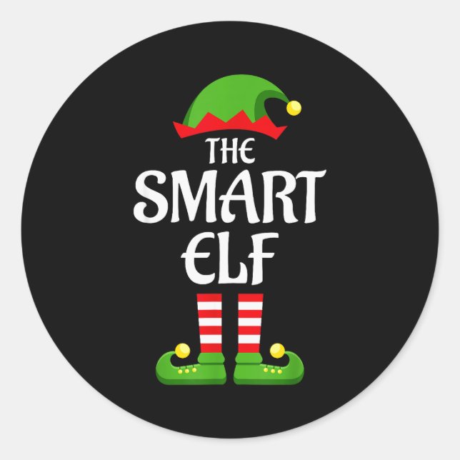Smart Elf Family Matching Group Christmas  Classic Round Sticker (Front)