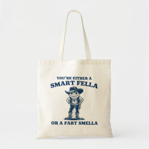 Smart Fella or Fart Smella Retro Frog Meme Funny Tote Bag