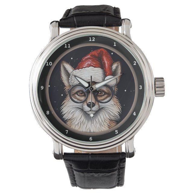 Smart Fox Christmas Hat Image Watch (Front)