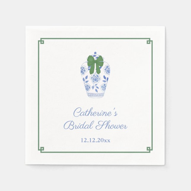 Smart Ginger Jar Christmas Bridal Shower Party Napkin (Front)