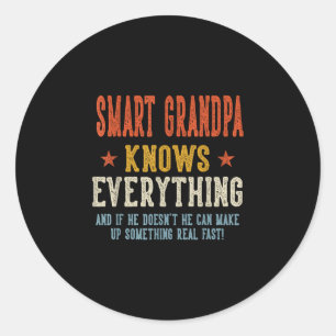 Smart grandpa knows everything father's day retro classic round sticker