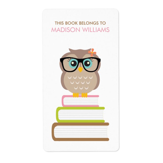 Smart Hipster Owl Bookplate (Front)