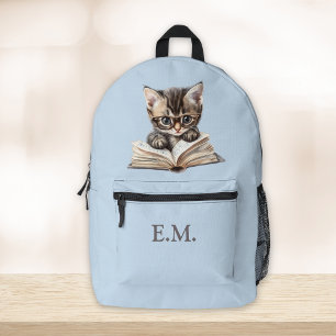 Smart Kitten with Glasses Personalised Printed Backpack